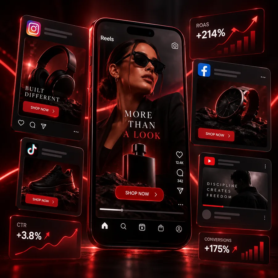 Paid social creative variants and performance figures
